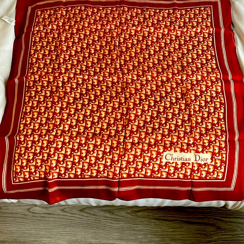 Original, Genuine Christian Dior Silk Scarf In Burnt Orange